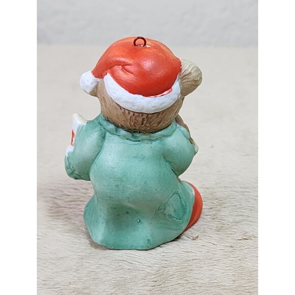 Christmas Tree Ornament Teddy Bear Wearing Pjs Holding 2 1/2" Holiday Decor 90s - Picture 6 of 12